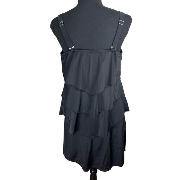 Susan Graver Soleil Tiered Tankini with Skirt BLACK NWOT SIZE 16W - Picture 3 of 5